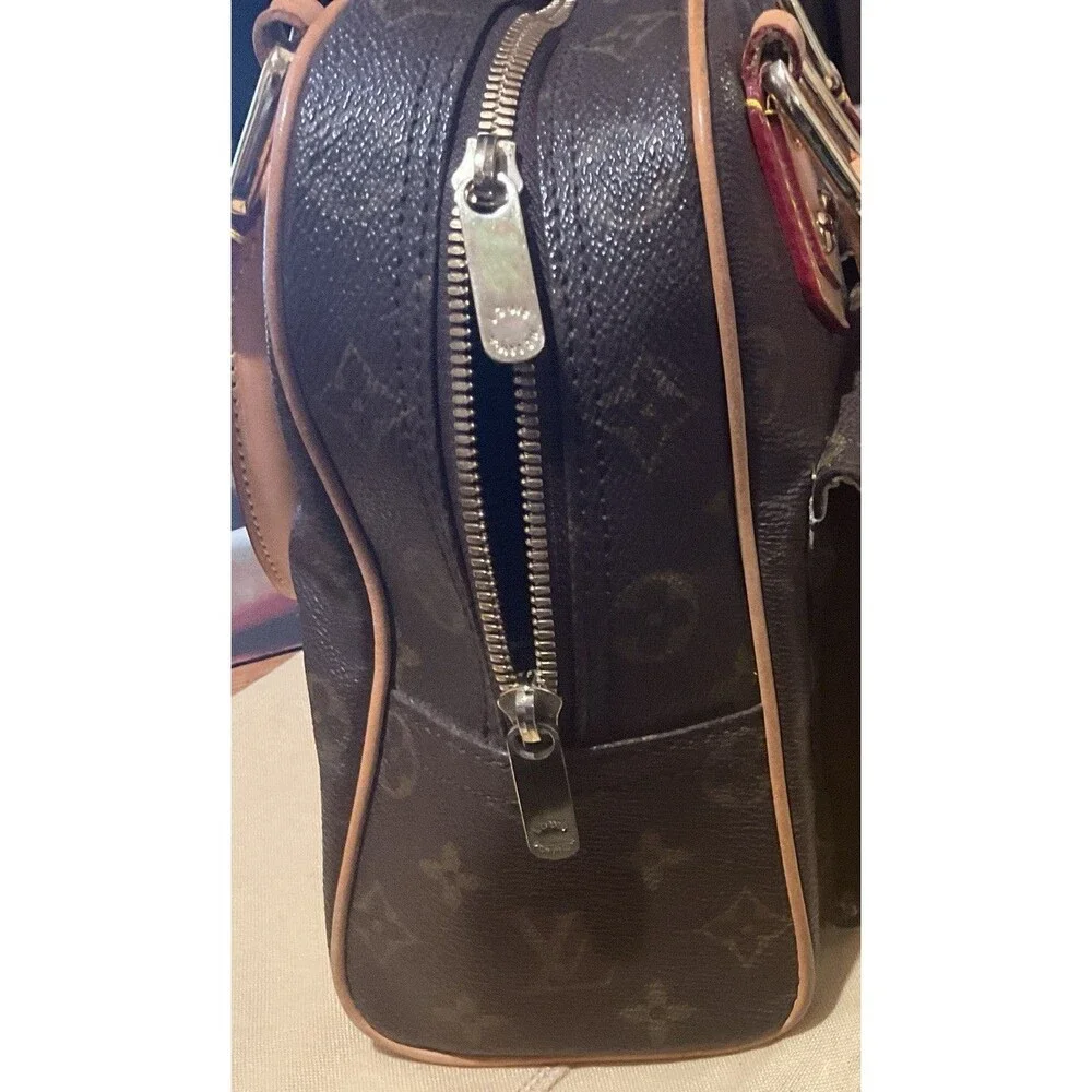 Louis Vuitton Manhattan Top Handle Bag PM Brown Canvas